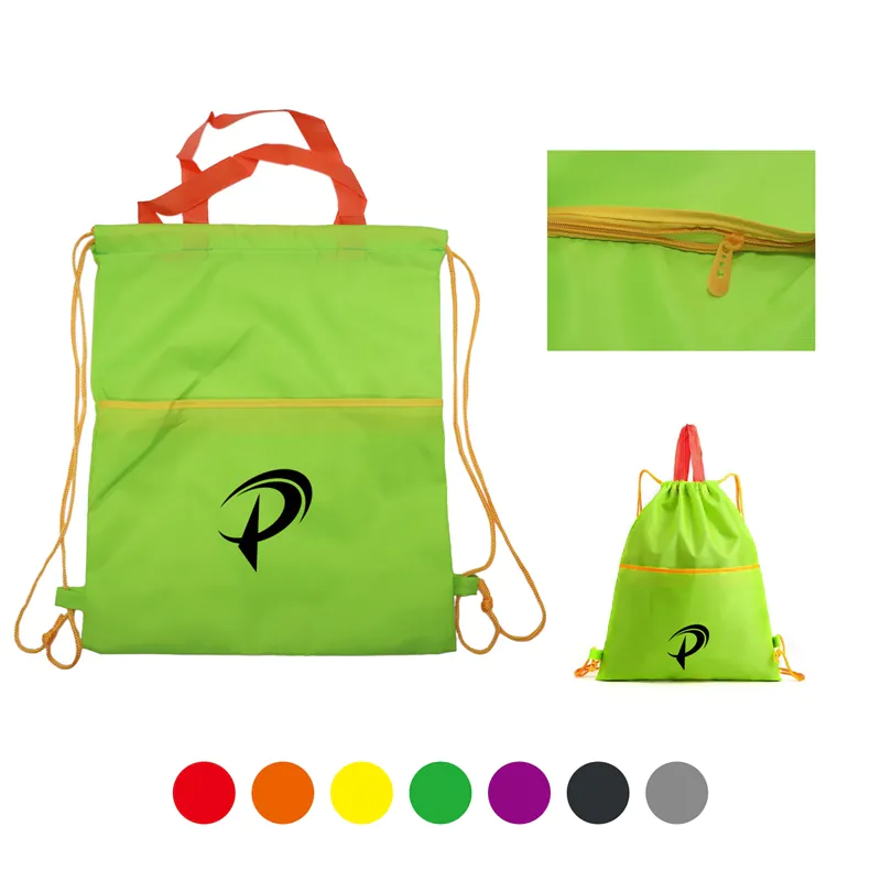Zipper Drawstring Backpack